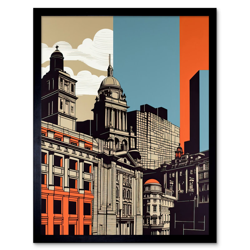 Aaja Leeds Modern Colour Block Cityscape Illustration - Single Picture Frame Print