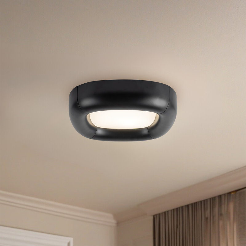 Folio 15-in Black dimmable LED Flush Mount, Matte Black