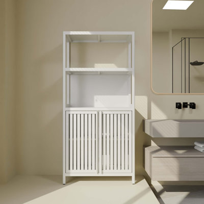 Armoire de rangement en bambou avec portes magnétiques pour la salle de bain et les espaces de vie