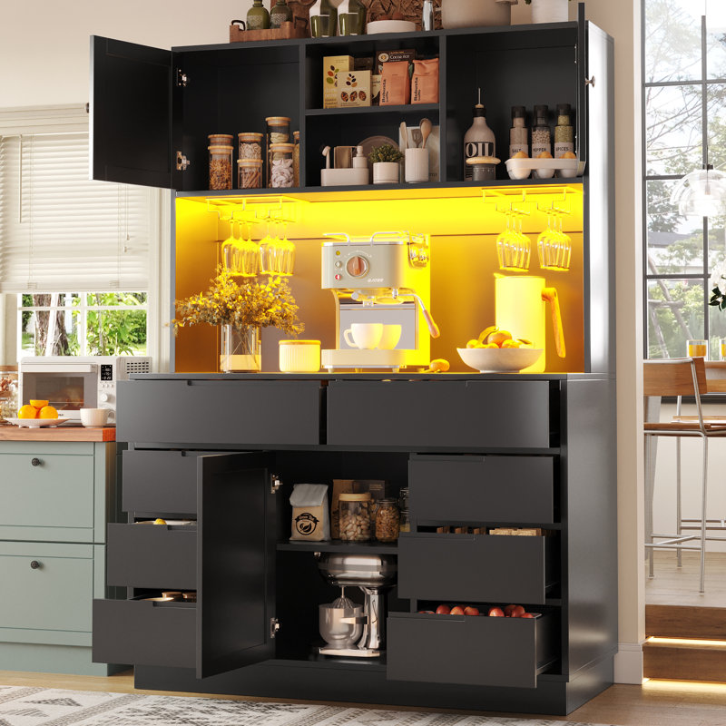 183.5cm Kitchen Pantry, Black