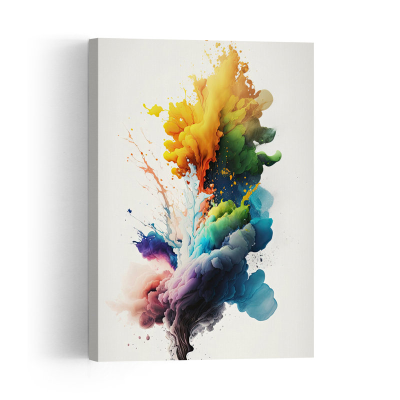 Vibrant Color Explosion Abstract Colorful Modern Landscape Nature Wall Art Print by Mauro - Wrapped Canvas Print