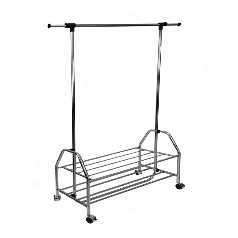 Chrome Metal Clothes Rack Extendable Bar
