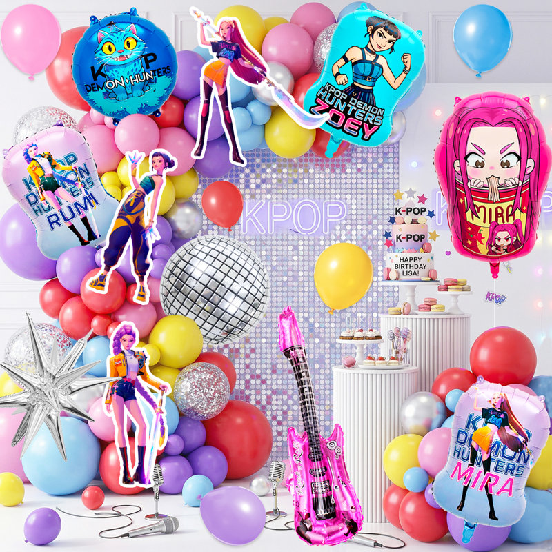96Pcs KPOP Demon Hunters Balloon Party Decorations,KPOP Demon Hunters Birthday Decorations Balloons Set