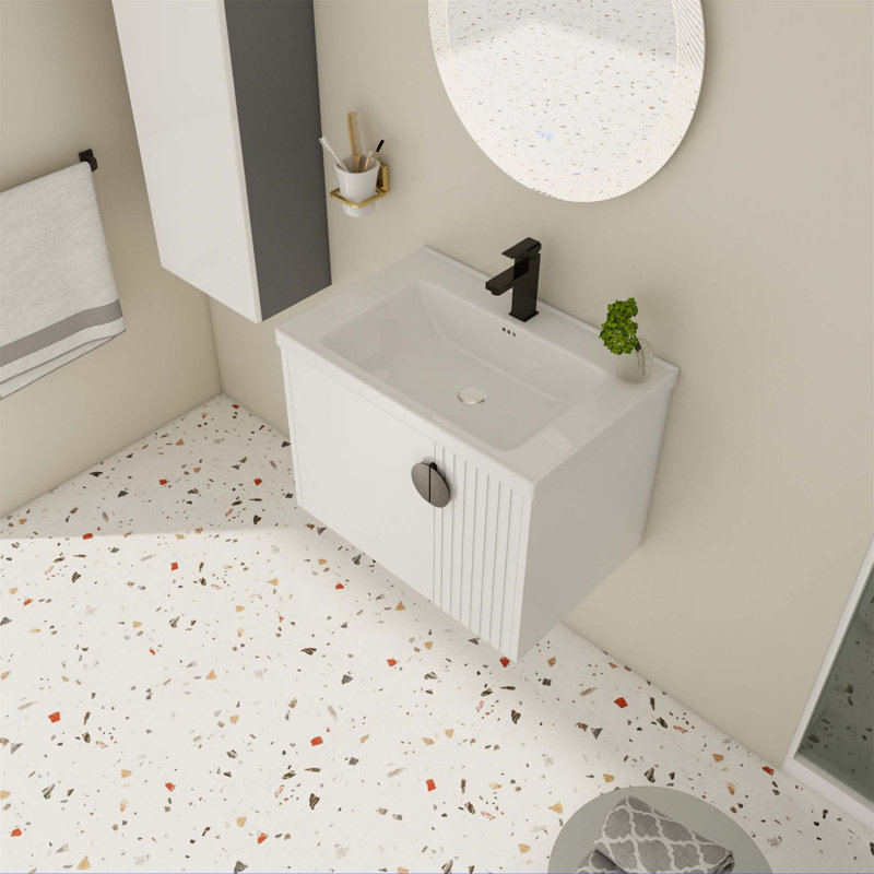 Ensemble de meuble-lavabo simple 18,5 po avec plateau Drood, Blanc