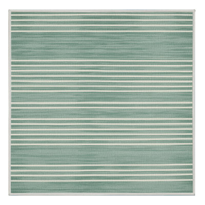 Washable Seafoam White Striped Area Rug