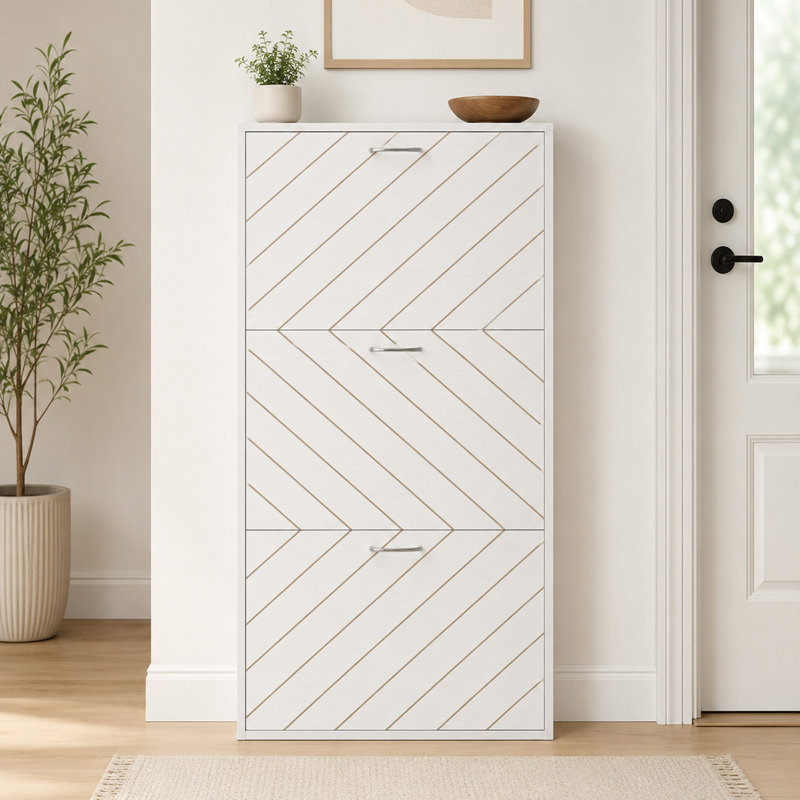 Armoire de rangement pour chaussures mince avec 3 tiroirs rabattables pour 9 à 12 paires de chaussures