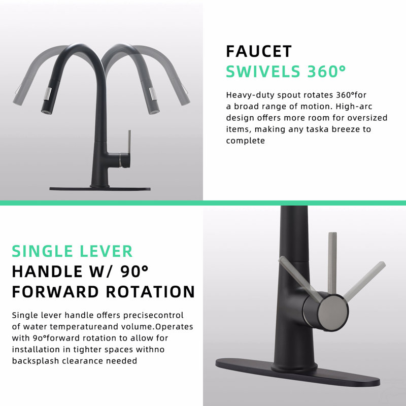 Robinet de cuisine escamotable à poignée simple