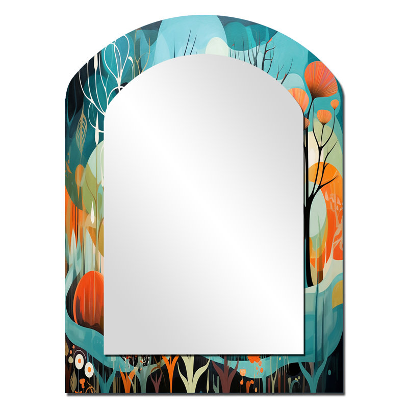 Teal Mid Century Mod Nature - miroir mural moderne arche Midcentury, 34 po x 25 po