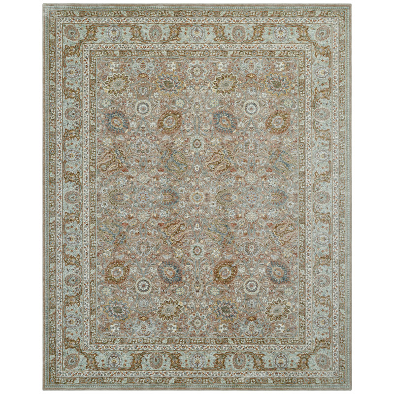 Narooma Rose Taupe Medallion Area Rug, Rectangle 5'6" x 8'6", Beige/Teal