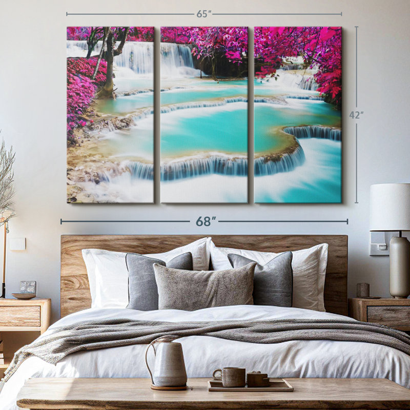 «Kuang Si Waterfall» sur, H 42 po x l 65 po x P 1,25 po