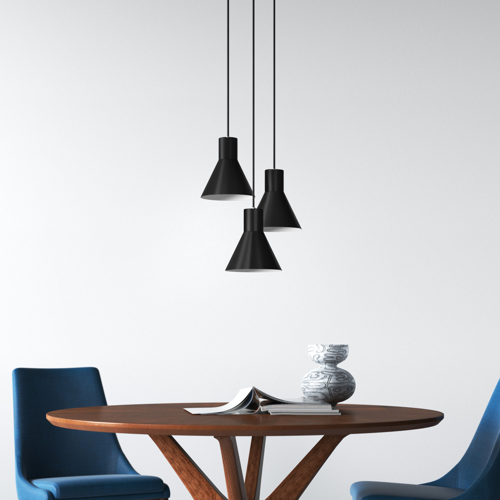 Byers 3 Light Metal Steel Dimmable Pendant, Yes, Satin Bronze