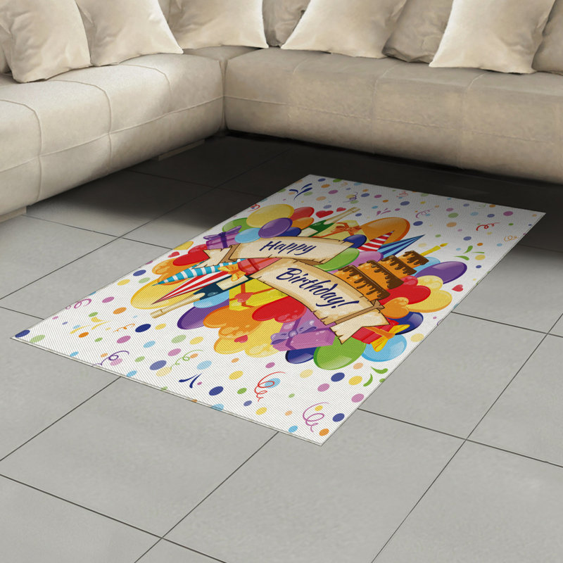 Colorful High Density Long Fiber Poly Threads Decorative Area Rug Carpet, Rectangle 4' x 5'8"