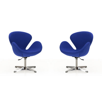 Raspberry Modern Wool Blend Upholstered Metal Swivel Balloon Chair in Blue