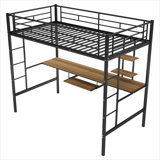 Loft Bed With Desk And Shelf , Space Saving Design