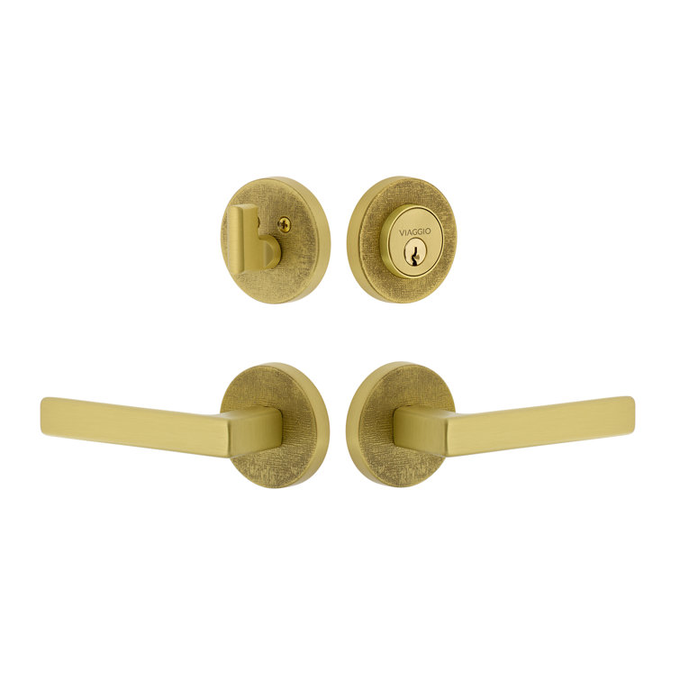 Viaggio Circolo Linen Texture Rosette Complete Entry Set with Lusso Lever