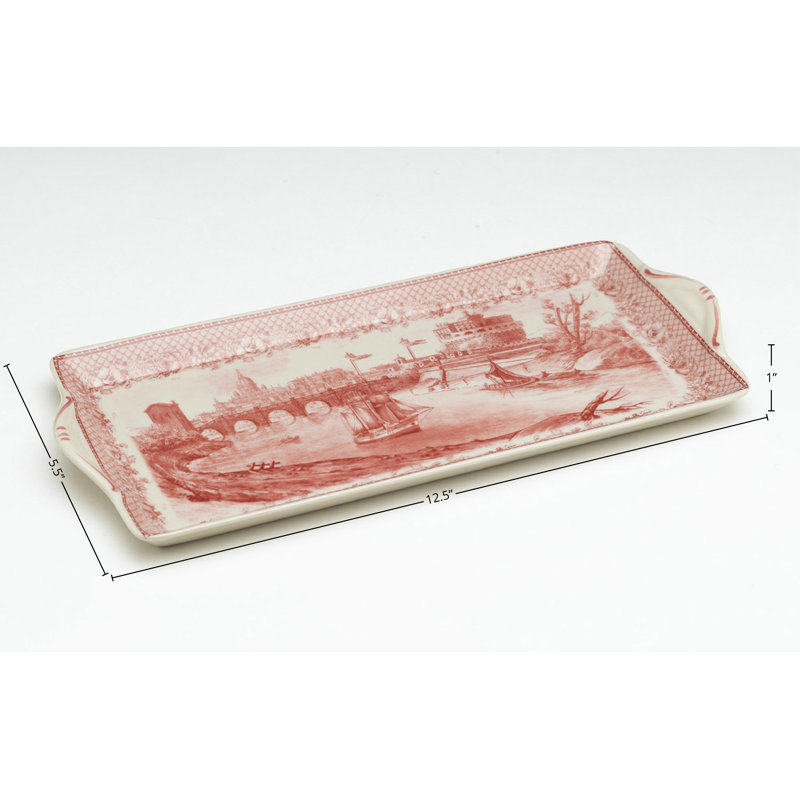 Plateau de service en porcelaine Stukes, Pêche / crème
