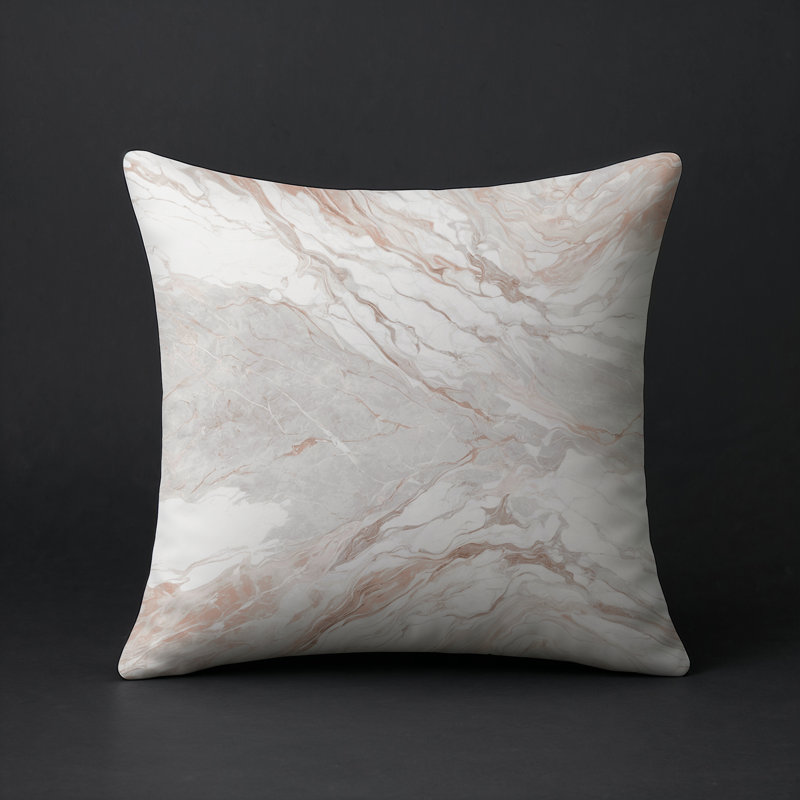 Coussin décoratif intérieur / extérieur gris Modern Modern, Carré 16 po, Gris / beige / brun abstrait 2