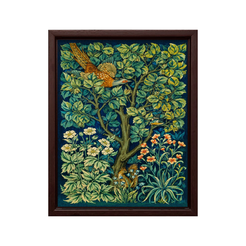William Morris - faisan, Canevas, H 11 po x l 14 po, Encadrement brun
