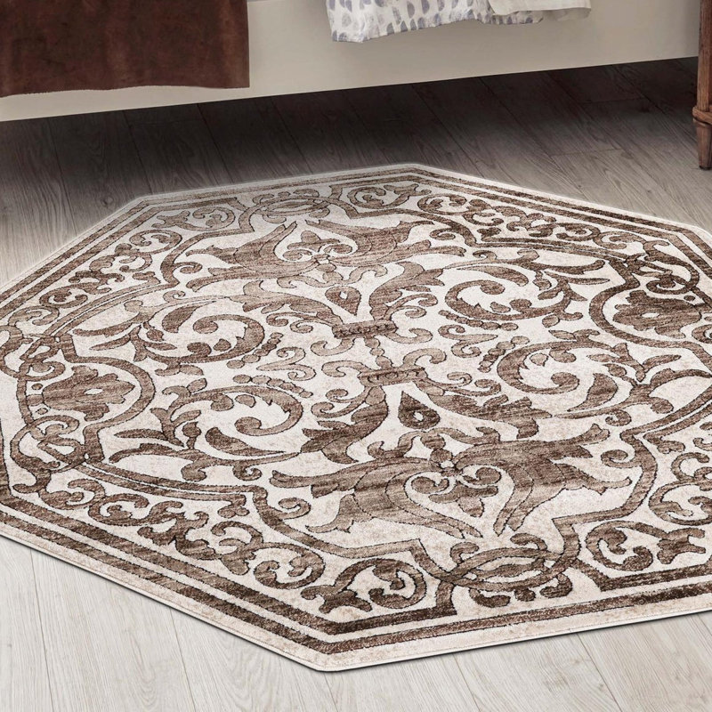 Alexzandar Ikat Indoor Rug, Octagon 5'3" x 5'3"