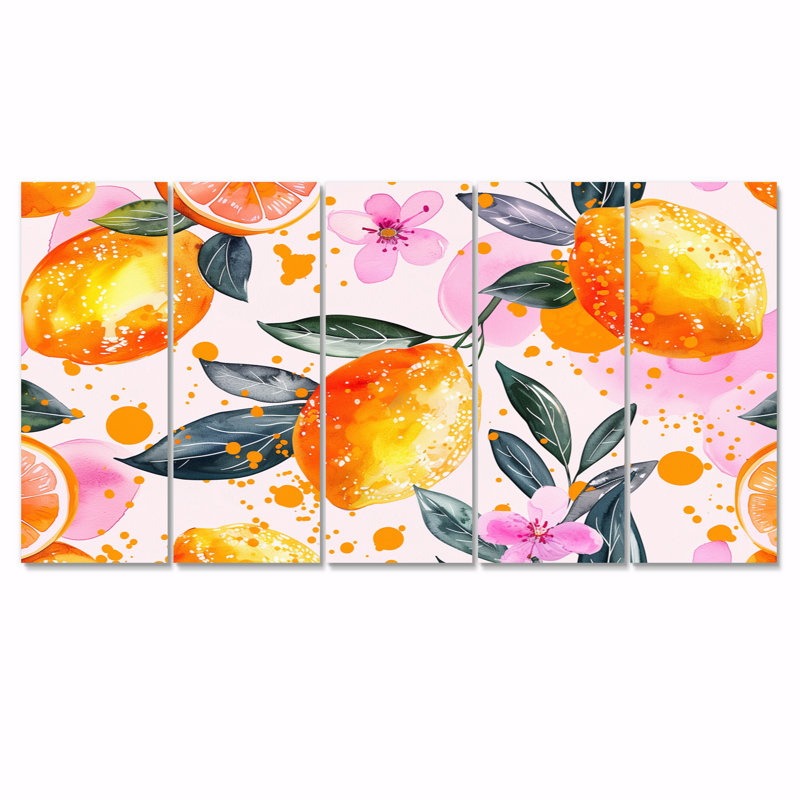 Ensemble de décorations murales jaune et rose, H 32 po x l 80 po