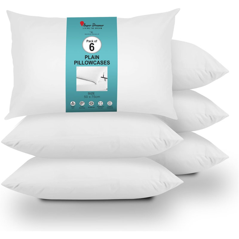 Premium Pack of 6 Microfiber Pillowcases | Soft, Durable & Breathable Bedding for a Restful Night’s Sleep, White