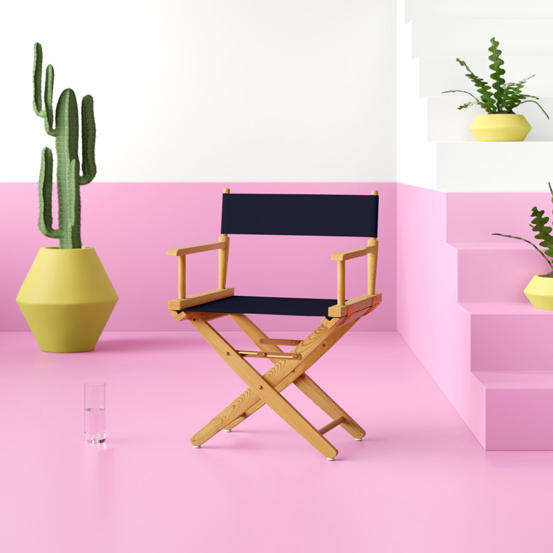 Oktan   Folding Director Chair, Natural, Navy