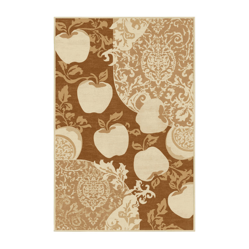 Tapis damassé beige classique lavable à la machine Wilkerson, 2 x 3