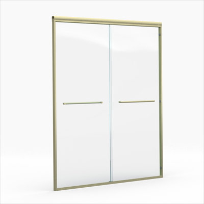 Double porte de douche coulissante, porte de salle de bain semi-sans cadre avec cadre en aluminium