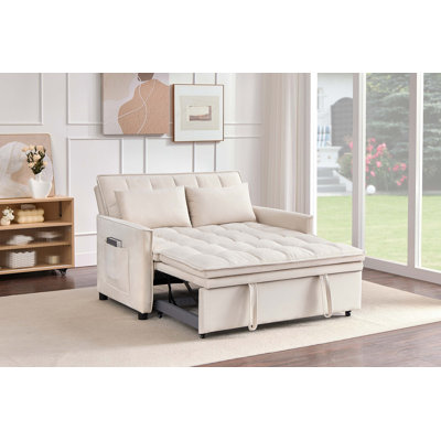 Canapé-lit convertible en velours de 128 cm avec rangement latéral