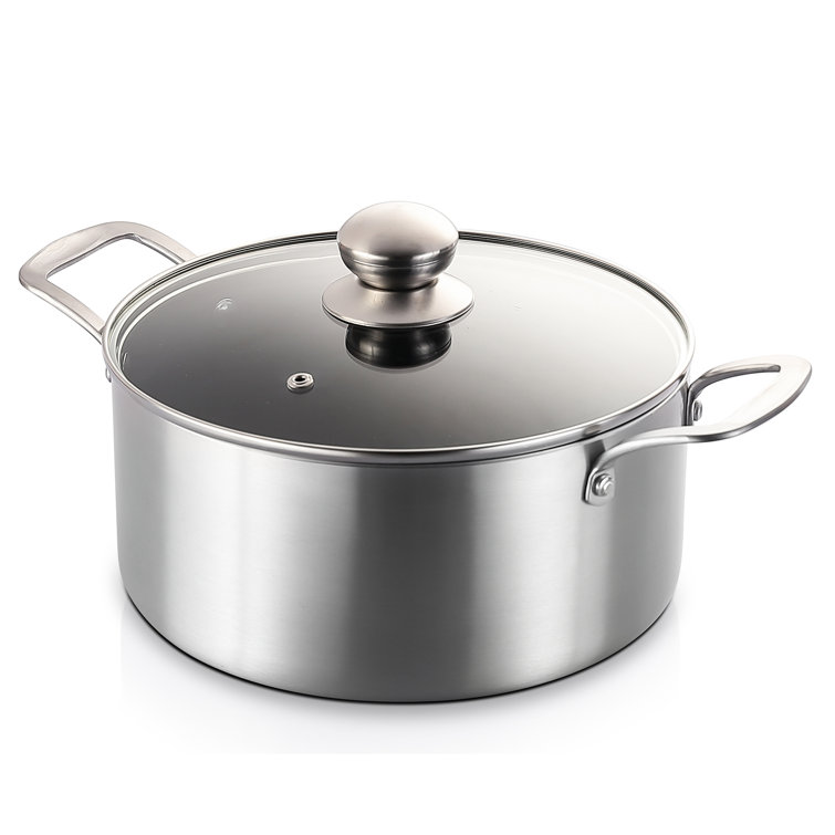 Eternal Living Nonstick Stock Pot Stainless Steel and Ceramic Infused Cooking Pot with Lid, Blue 4.5 qt