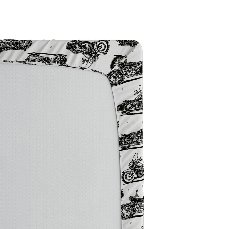 Twin Blue Microfiber Motorcycle Print Fitted Sheet