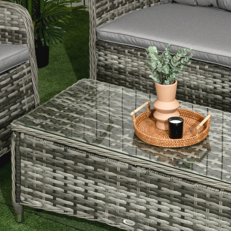Seawell Wicker 4 - Person Garden Lounge Set with Cushions