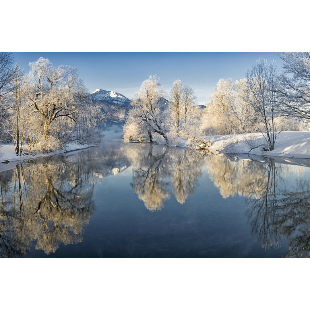 Fluss Loisach im Winter von DieterMeyrl - Leinwanddrucke