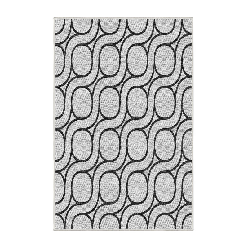 Tapis gris/noir tissé à la machine, Rectangle 8 pi x 10 pi