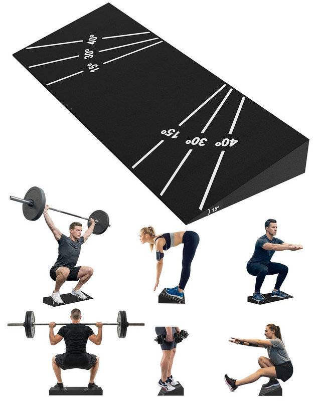 15 ° Squat Block - Talon incliné surélevé pour les squats. Se met à genoux. Haltérophile et mobilité - antidérapant. Capacité de 1000 lb - Essentiel pour la gymnastique à domicile