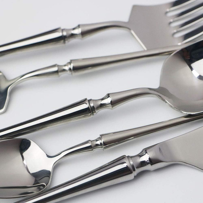 Ensemble de couverts 20 pièces en acier inoxydable pour 4 personnes, comprenant une cuillère à couteau, une vaisselle de salle à manger durable et lavable au lave-vaisselle