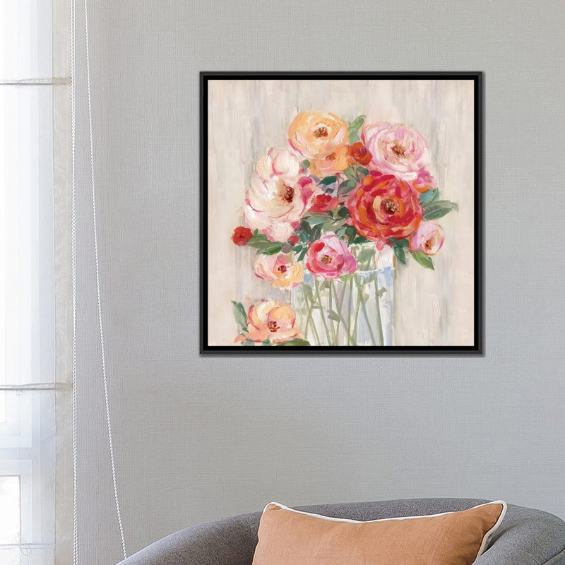 «Just Peachy I», reproduction sur toile, H 18 po x l 18 po x P 1,5 po, Toile avec cadre noir, Pas de tapis