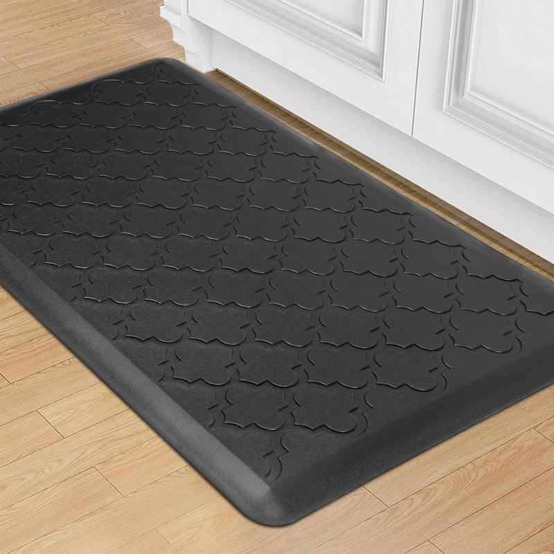 Tapis de cuisine uni en PVC, Noir, Tapis de couloir 1 pi 8 po x 5 pi