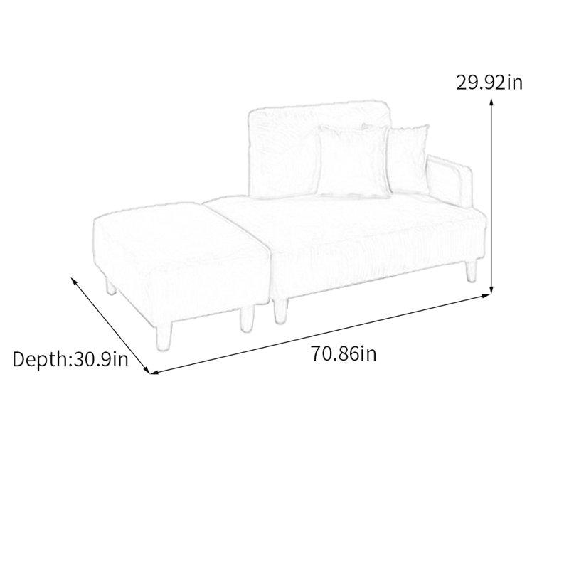 Chaise longue de luxe avec éponge de densité, Orienté à droite, Bleu sarcelle clair