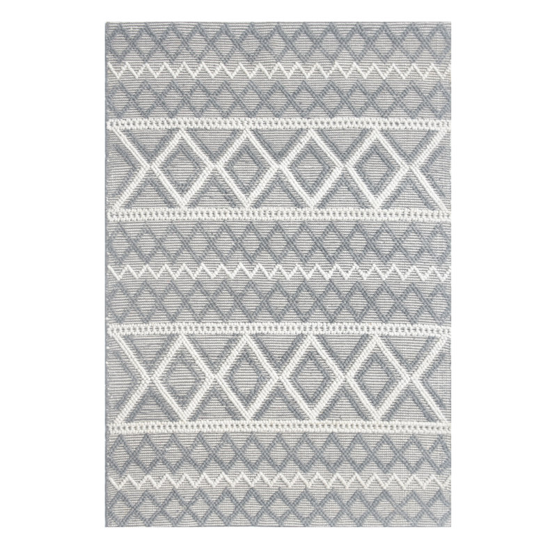 Tapis gris tissé à la main Whelington, Rectangle 5 pi x 7 pi