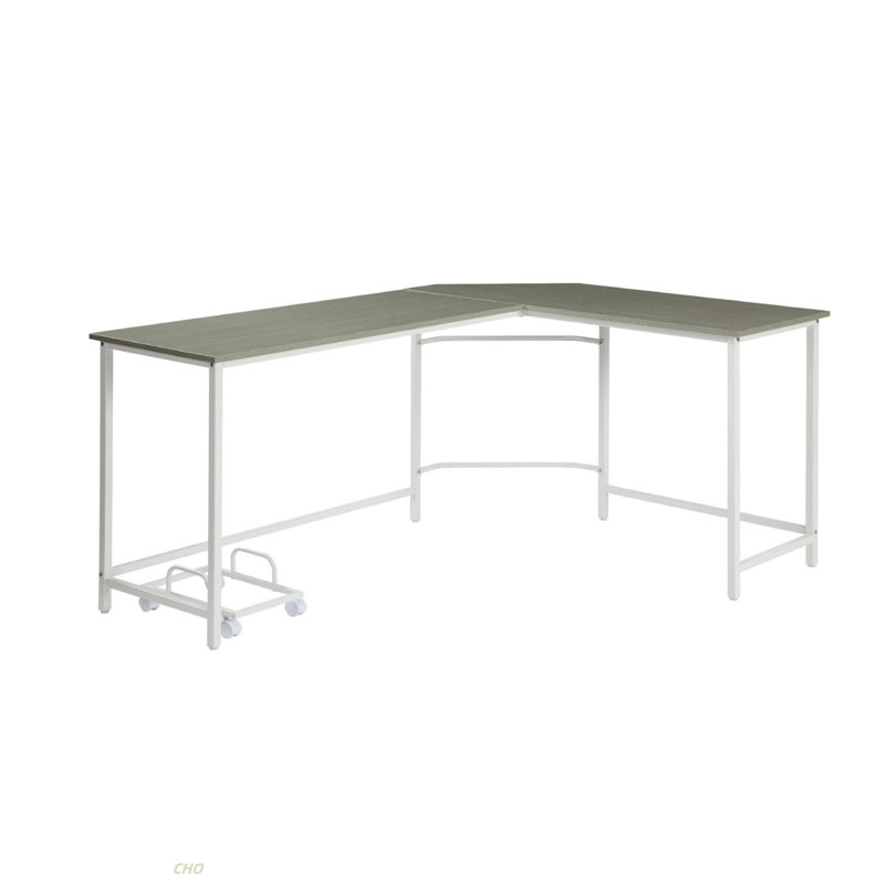 L-Shape Computer Desk, Grey/White, 29.95" H x 65.95" W x 47.02" D