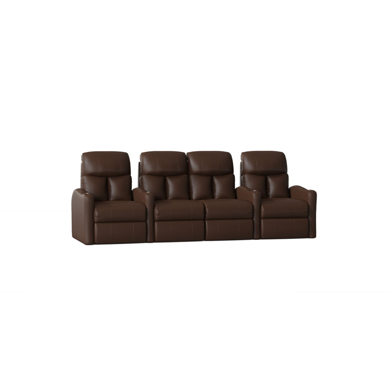 Upholstered Home Theater Seat with Cup Holder, Power, Classic Cappucino