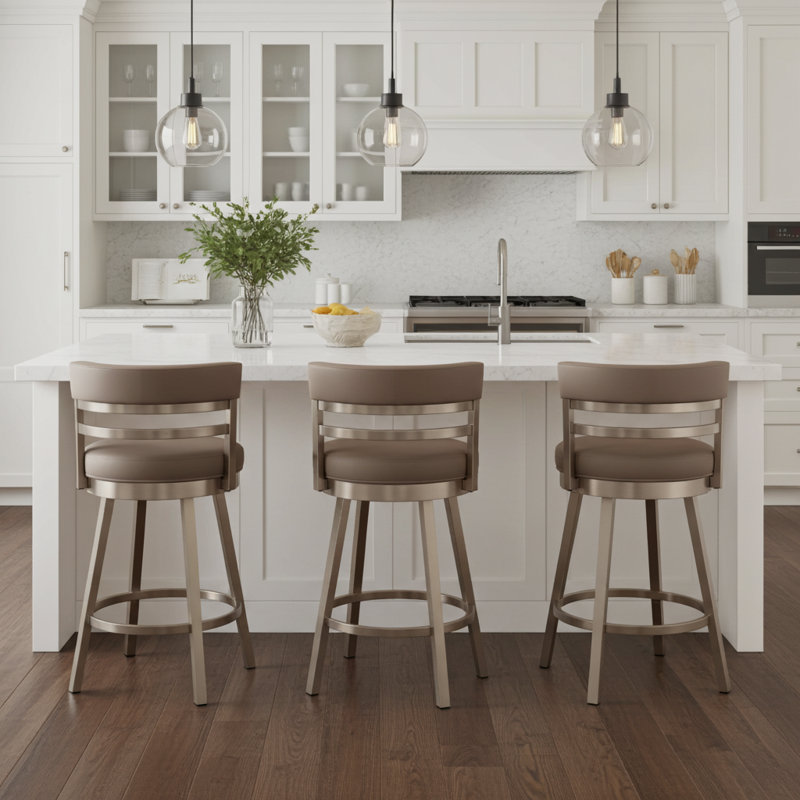 Sunnydale Camden 26" Swivel Counter Stool, Steel Mist Finish & Silver Dune Leatherette