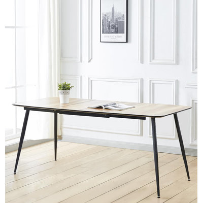 Cullompton Extending Dining Table (tab904,120-150cm) With Light Oak Effect Top And Black Legs