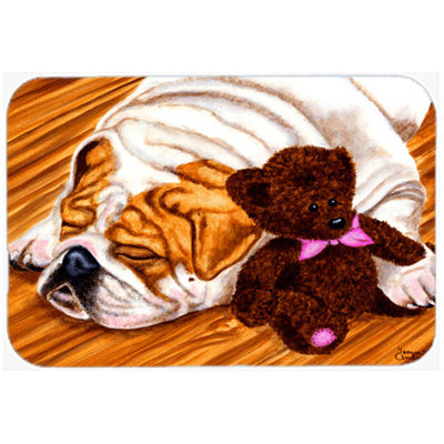 Caroline's Treasures English Bulldog and Teddy Bear Glass Cutting Board