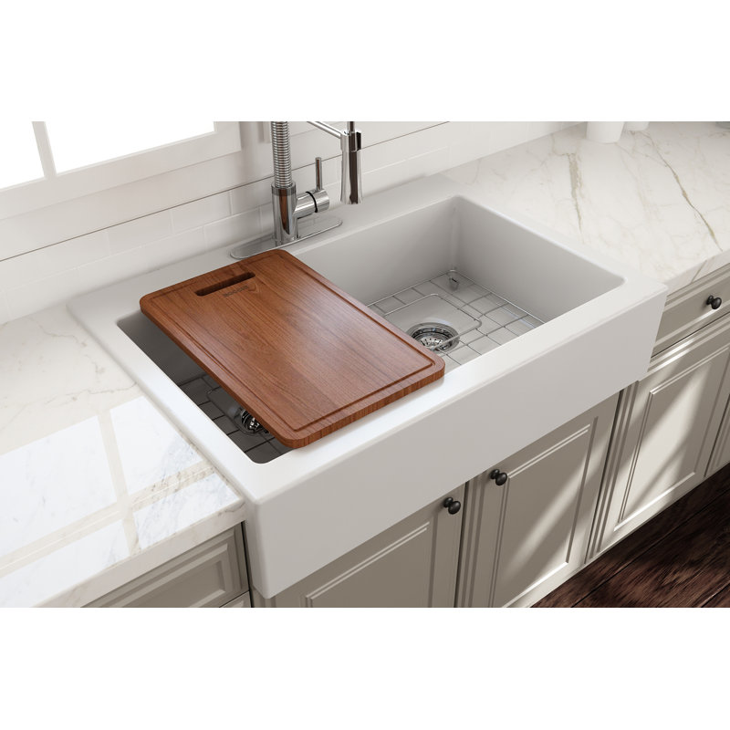 Nuova 34'' L Retro-fit Apron-Front Double Basin Kitchen Sink, White