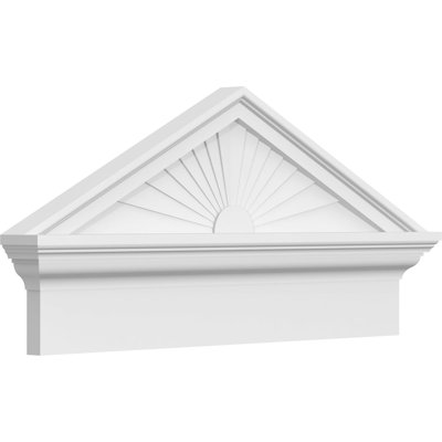 28"W x 13-7/8"H x 2-3/4"P (Pitch 6/12) Peaked Cap Sunburst Architectural Grade PVC Combination Pediment