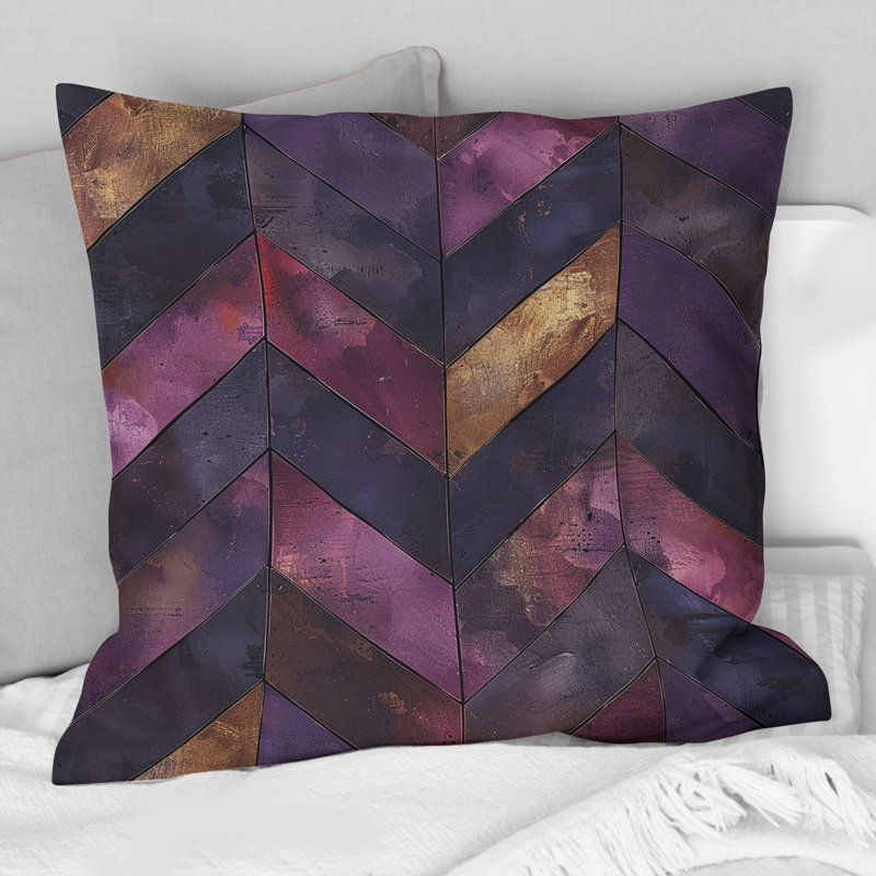 Purple Chevron  Charms I - Transitional Throw Pillow, 16"H x 16"W