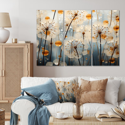 Dandelion Natures Sunbursts II sur toile, 3 pièces