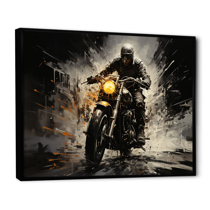 Impressionniste à vélo III sur toile, Cadre flottant noir, H 24 po x l 32 po x P 1 po